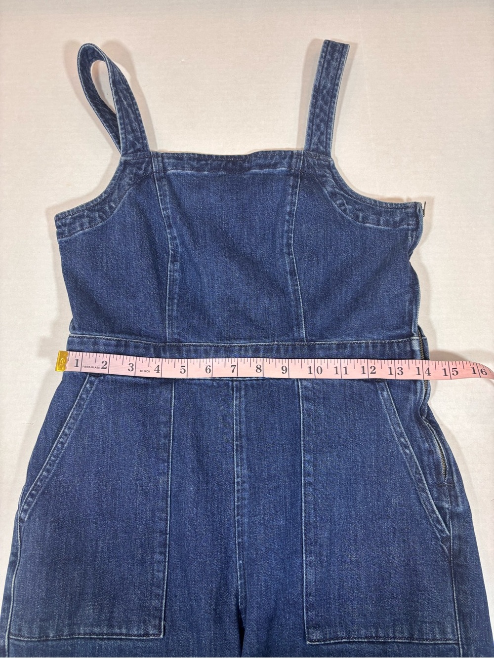 J.Crew Jeans Denim Overall Jumpsuit Size 4 Medium Indigo Basic One Piece K3974 - Picture 13 of 14